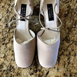 Stuart Weitzman Taupe Blush Cross Strap low heel pump Size 10 M
